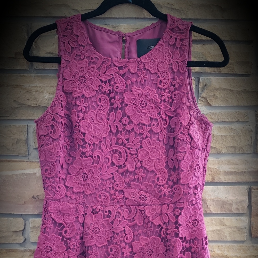 JCREW Dark Pink Dress-Ladie Sz 6-Lace overlay